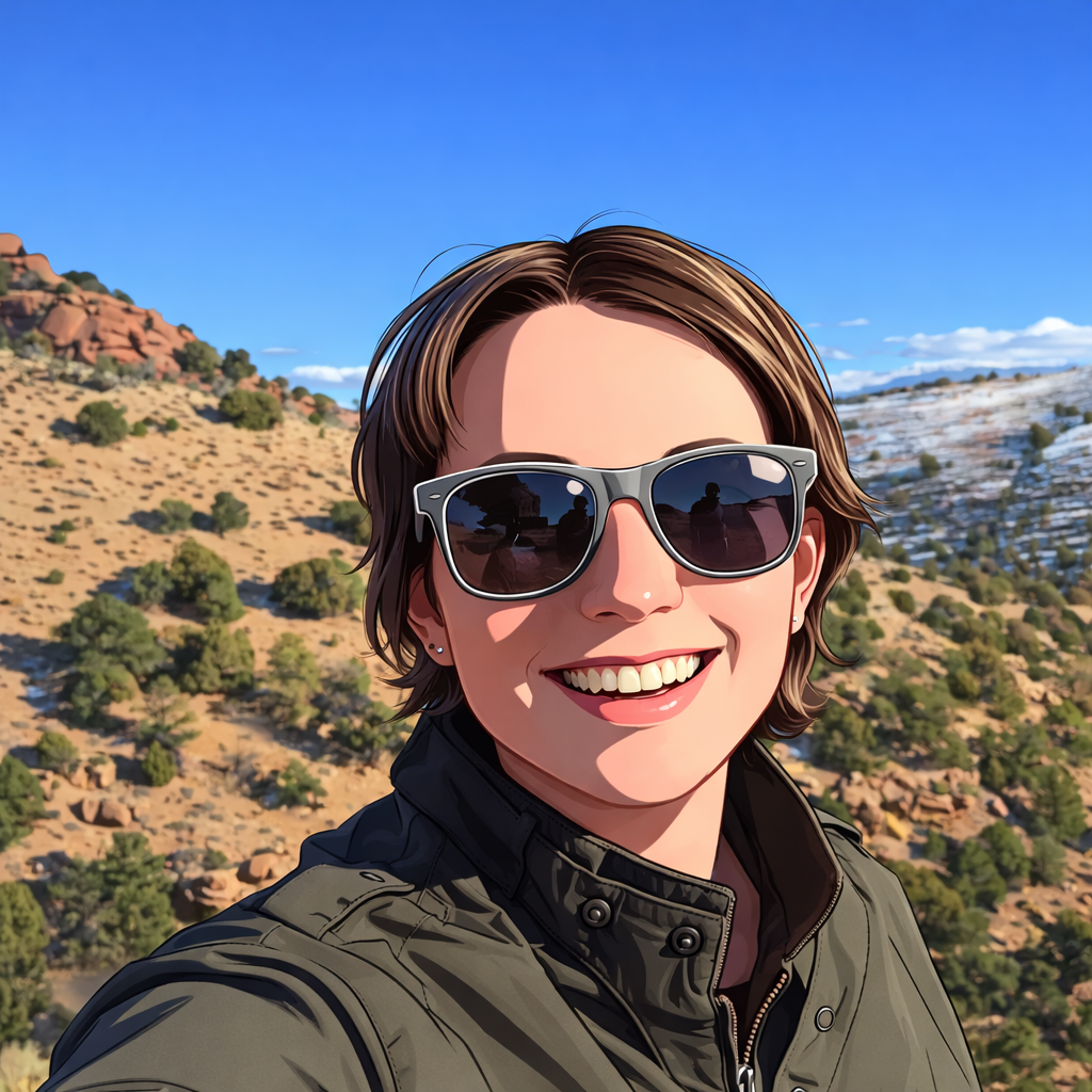Headshot of EJ with a mountain background.